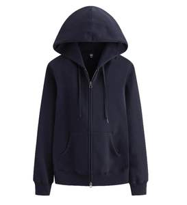 Cárdigan de suéter de algodón puro para mujer para primavera y otoño, Top deportivo y de ocio con cremallera con capucha, diseño de felpa transpirable - Product Image 5