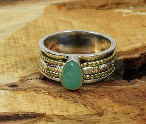 Bague en argent sterling 925 avec onyx vert taille poire serti de griffes, cadeau pour lui - Product Image 1