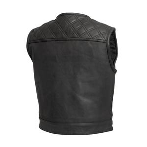 Chaleco de Cuero Vintage de Alta Calidad para Hombre, Estilo Motociclista, Holgado, con Cierre de Cremallera y Cuello Camisero - Product Image 3