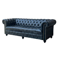 Canapé Chesterfield vintage en cuir à une place, rembourrage matelassé profond, structure en bois massif, fauteuil de salon de luxe, portable pour l'extérieur
