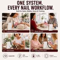 Taladro de Uñas Inalámbrico Profesional, 40000 RPM, 85W, Sin Escobillas, 40 Niveles de Velocidad, Textura de Cuero, Recargable, Máquina de Manicura y Pedicura