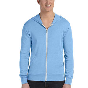 Bella Canvas Mens Full Zip Long Sleeve Hooded T-Shirt Hoodie Blue - Product Image 1
