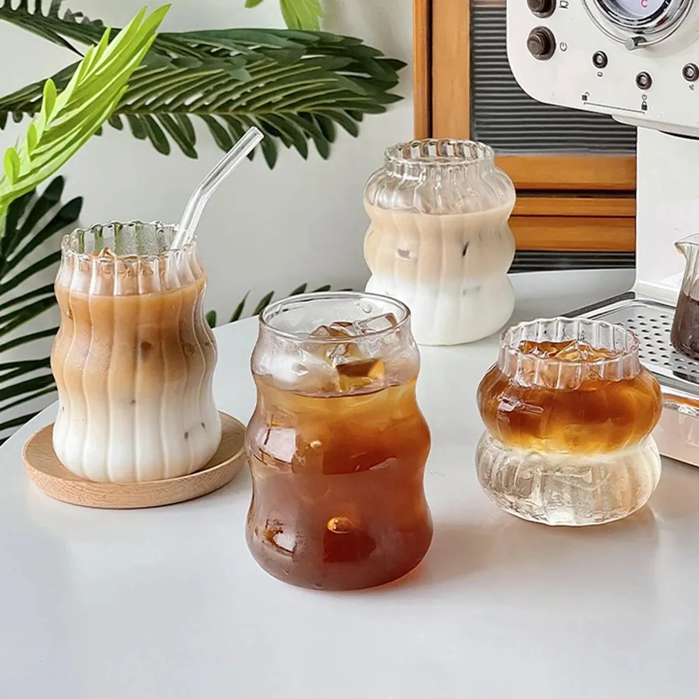 Dọc Dải bầu hình thủy tinh chủ đề cup Borosilicate drinkware lạnh uống trà sữa Uống nước ép trái cây Băng cà phê Mug