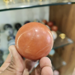 Sphère de grenat de calcite orange en aragonite rose péruvienne naturelle polie, pierre précieuse brune à bandes rares des caraïbes du Pérou - Product Image 4