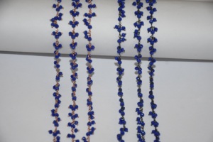 <b>Black</b> & Copper Plated Blue Quartz Glass Beads Rondelle Cluster Rosary <b>Chain</b> Wire Beaded <b>Chain</b> for Jewelry Making, finding - Product Image 2