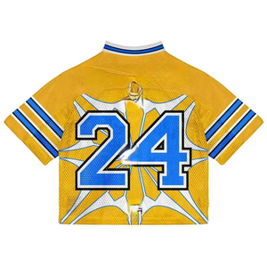 เสื้อบาสเก็ตบอลผู้ชายแบบสั่งทำพิเศษ เสื้อฟุตบอลตาข่ายสไตล์เรโทร สำหรับสตรีทแวร์ ทรงโอเวอร์ไซส์ ทรงบ็อกซี่ แบบครอป ระบายอากาศได้ดี ดีไซน์ไซส์พลัส - Product Image 2