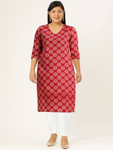 Mujeres étnicas puro algodón motivos étnicos impreso tres cuartos mangas recto Kurta indio pakistaní kameez - Product Image 5