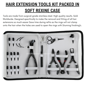 Kit d'outils d'extension de cheveux de qualité supérieure outil de crochet de traction de cheveux microbilles et ruban adhésif dans la pince dissolvante 10 pièces Clips de sectionnement Mini ciseaux - Product Image 5