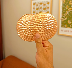 Hammered metal coaster Copper coaster set Handmade metal coasters Rustic drink coaster Vintage metal coaster Brass coaster - Product Image 4