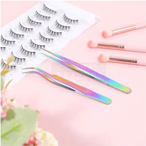 Pinzas de Acero Inoxidable de Alta Calidad y Durabilidad para Pestañas, Punta Recta y Oblicua, Herramienta de Precisión para Belleza, para Salón y Hogar - Product Image 2