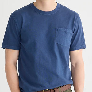 T-shirt à poche en coton biologique 100% T-shirt en coton pour homme Manches courtes T-shirts personnalisés pour homme T-shirt à col rond pour homme - Product Image 5