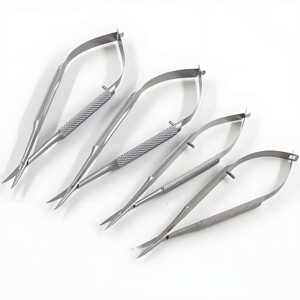 Tijeras Curvas de Microdisección Oftálmica de 14.5 cm, Juego de Instrumentos Manuales de Acero Inoxidable, Meal Med Corporation CE - Product Image 1