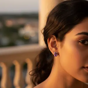 Pendientes de Plata 925 con Amatista para Mujer, Joyería de Moda para Uso Diario - Product Image 1