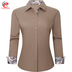 Camisa de contraste de manga larga de alta calidad para mujer con logotipo personalizado Camisa de dos tonos de moda - Product Image 1