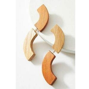 Pendientes de madera grandes de alta calidad, joyería personalizada, pendiente de madera hueco, pendientes de gota exagerados bohemios, geométricos vintage - Product Image 1