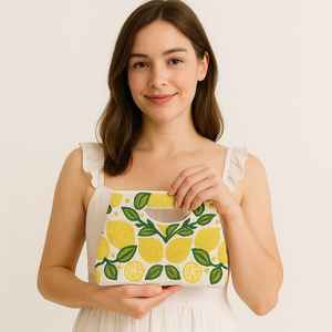 VLemon sac perlé, sac à main citron perlé citron pochette, jaune citron vacances d'été sac à main, unique blanc perlé pochette citron - Product Image 3