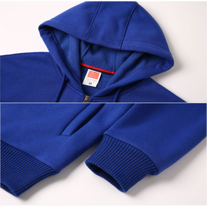 Usine de sweats à capuche avec fermeture éclair complète pour femmes et hommes vente en gros de pull à manches longues surdimensionné de couleur unie avec poches - Product Image 5