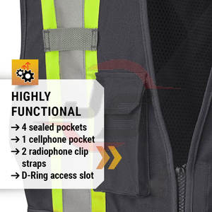 Venta al por mayor chaleco de seguridad reflectante sin mangas con flash LED clase ANSI de secado rápido transpirable logotipo personalizable diseño impermeable - Product Image 4