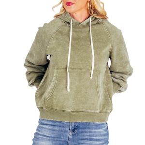 Sweat-shirt à capuche oversize délavé pour femme 450 GSM, style streetwear, fabrication OEM, marque privée - Product Image 1