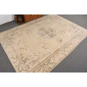 พรมวินเทจตุรกี ขนาดใหญ่ 6x10 ฟุต (183x305 ซม.) พรมลายทางสีเบจทำจากขนสัตว์ - Product Image 2