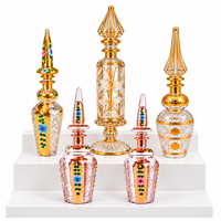 Flacons de parfum égyptiens en verre/cristal, édition limitée, dorés, gravés à l'acide, faits main, uniques et très luxueux