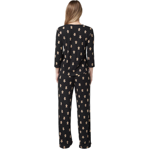 Conjunto de pijama de tejido suave para mujer, ropa de descanso informal a la moda, traje de noche para niñas y mujeres, logotipo frontal para dormir y relajarse - Product Image 2