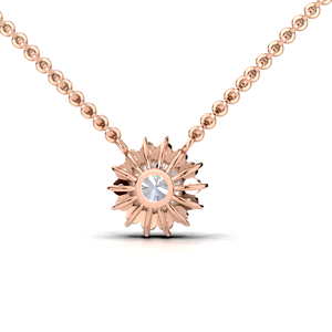 Collar con Colgante de Diamante Tallado en Flor con Halo, Oro Amarillo, Blanco y Rosa de 14K, Piedra Central de 1CT, Racimo Pavé, Chapado en Rodio, Joyería de Regalo - Product Image 2