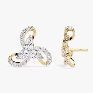 Pear And Round Cut Diamond Hoop <b>Earrings</b> Stylish Modern Design Fine Jewelry for Women Everyday Wear Available For Sale - Product Image 5