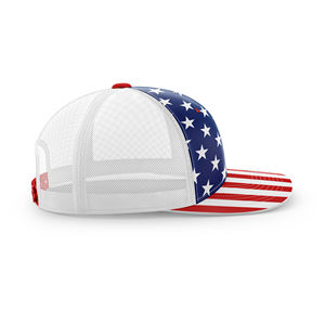 USA Stars and Stripes Custom Trucker Hat Alta calidad Snapback Baseball Golf Dad Cap OEM & ODM Ropa deportiva al por mayor - Product Image 2