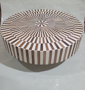 Mesa de centro con incrustaciones de hueso diseñada para el hogar, mesas redondas decorativas con incrustaciones de hueso para el hogar - Product Image 4