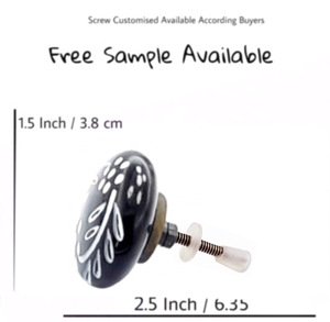 Boutons et poignées en céramique modernes gravés de fleurs blanches pour armoires d'extérieur de commode de cuisine et de chambre à coucher [CK 425] - Product Image 3