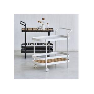 Chariot de service rectangulaire à trois niveaux, chariot de service en fer et en bois de qualité supérieure en vrac - Product Image 2