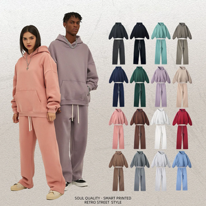 เสื้อแขนยาวแบบสวมหัวมีฮู้ดสำหรับผู้หญิง, ชุดวอร์มสองชิ้นโอเวอร์ไซส์แฟชั่นฤดูหนาว - Product Image 1