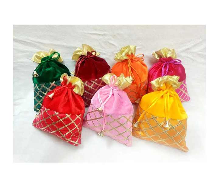 Traditional Velvet Gota Potli Handbag for Women Elegant Shagun Gifting Pouches for Weddings Mehandi Jewelry Chinese New Year