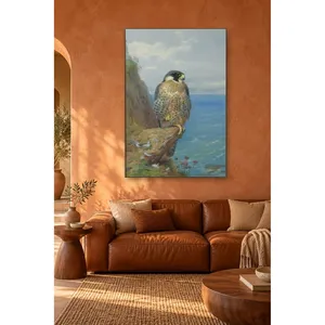 Impression sur toile de Fida Archibald Thorburn : Faucon sur un rocher en bord de mer - Product Image 3