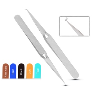 Fournisseur de pinces à épiler en acier inoxydable de haute qualité, pinces à épiler courbées pour volume, outils de précision pour extensions de cils - Product Image 5