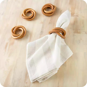 Servilleteros de madera de Acacia con corte de diamante, diseño de mano moderno, decoración Premium para fiesta de boda en casa, servilleteros de mesa de comedor Premium - Product Image 4