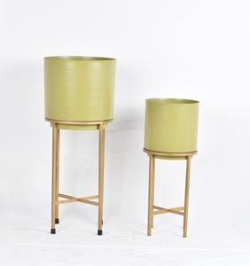 Ensemble de jardinières d'intérieur en métal doré, durables et écologiques, lot de 2, prix de gros, dernières tendances, accessoires pour la maison et le jardin - Product Image 2