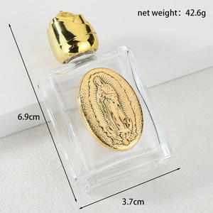 Bottiglia d'acqua santa in metallo dorato da 15 ml, incisa, con perline decorative creative <span class=keywords><strong>e</strong></span> contenitore in lega di vetro cristallo - Product Image 3