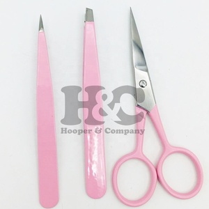 Pince à épiler rose professionnelle de haute qualité avec étui, en acier inoxydable, logo ciseaux - Product Image 1