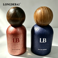Flacon de parfum personnalisé certifié CE 2026, flacon pulvérisateur à sertir 30ml 50ml 100ml, flacon de parfum vide en verre rond effet craquelé avec couvercle en bois