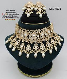 Conjunto de Joyería Tradicional India Kundan Chapada en Oro para Mujer, Collar de Cobre, Material de Aleación, Accesorios para Mujeres y Niñas - Product Image 1