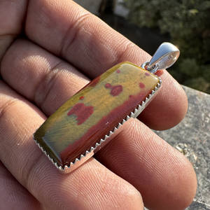 Natural Bloodstone Pendant, 925 Sterling Silver Pendant, Rectangle Bloodstone Jewelry, Unisex Healing <b>Stone</b> Gift - Product Image 4