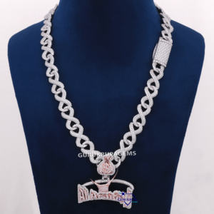 Luxueux Hip Hop coupe ronde Moissanite diamant breloque faite à la main glacé 925 pendentif chaîne en argent Sterling pour hommes - Product Image 1