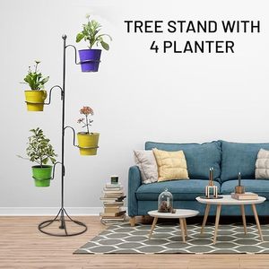 Metal Black Four <b>Pot</b> Planter <b>Stand</b> For Living Room Restaurant Hotel Garden Decor in Low Price - Product Image 4