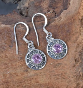 Women's Trending Design 925 Solid Sterling <b>Silver</b> Dangle <b>Earrings</b> Gold Plated Amethyst Gemstone for <b>Weddings</b> - Product Image 3