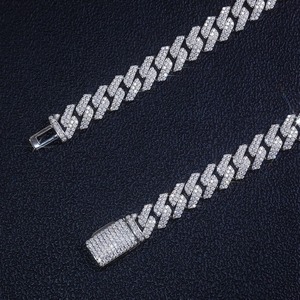Collares de Joyería Fina, Plata 925, Diamante Moissanita, Cadena Cubana de 10 mm, Collares para Mujer, Pulsera Cubana, Diamante Cubano - Product Image 5