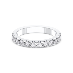 Anillo de banda de eternidad de corte redondo de diamante cultivado en laboratorio de 0,60 quilates en oro macizo de 10K/14K/18K con chapado en oro de quilates/1 K - Product Image 2