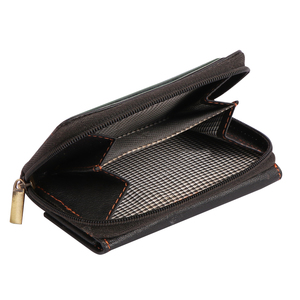 Portefeuille pour hommes vertical court en cuir véritable texturé marron de luxe à la main coutures contrastées étanches blocage RFID - Product Image 5