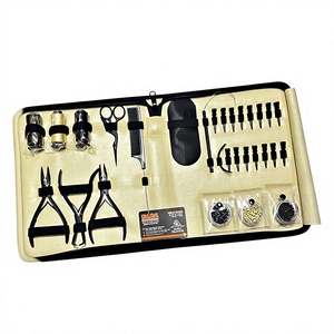 Kit d'outils professionnels tout-en-un en acier inoxydable pour extensions capillaires – Personnalisable, avec pinces noires, ciseaux, clips, perles à boucle et accessoires pour extensions - Product Image 4